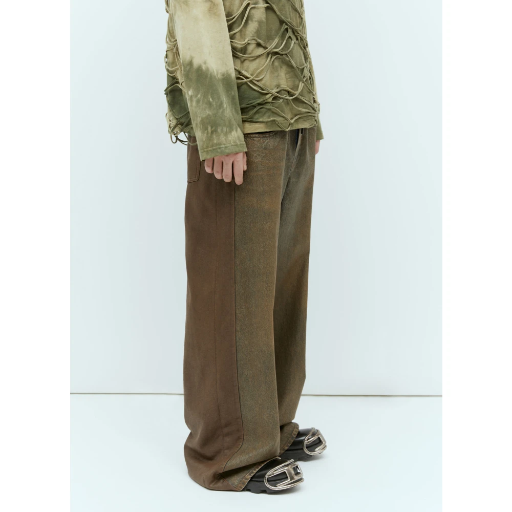 Diesel Coated Denim Jeans met Koordtailleband Brown Heren