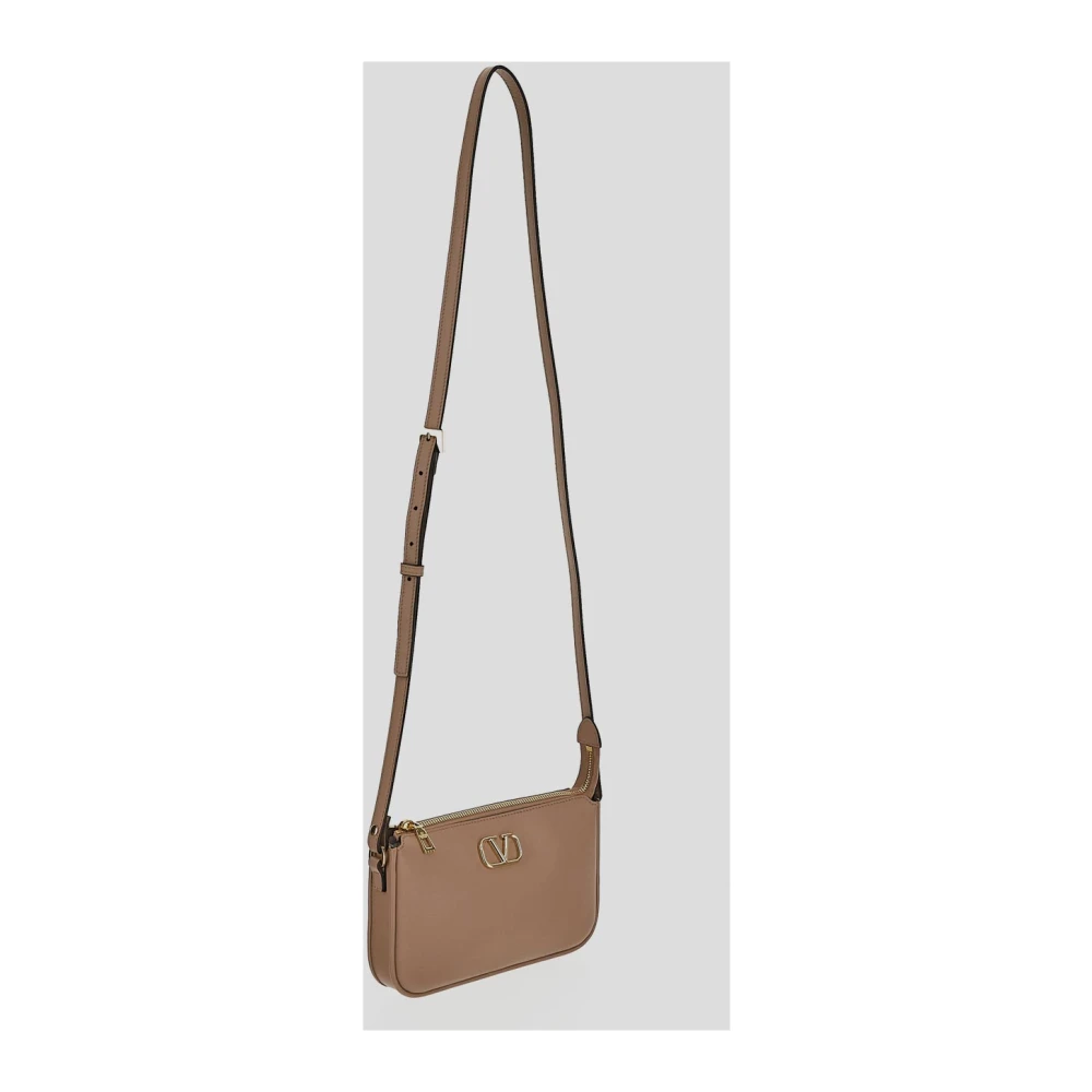 Valentino Garavani Leren Logo Tas Brown Dames