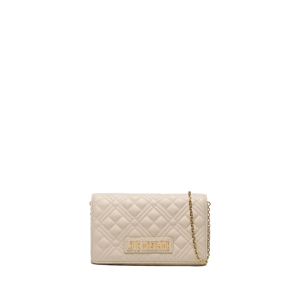 Love Moschino Gewatteerde Schoudertas Ivoor Synthetisch Leer Beige Dames