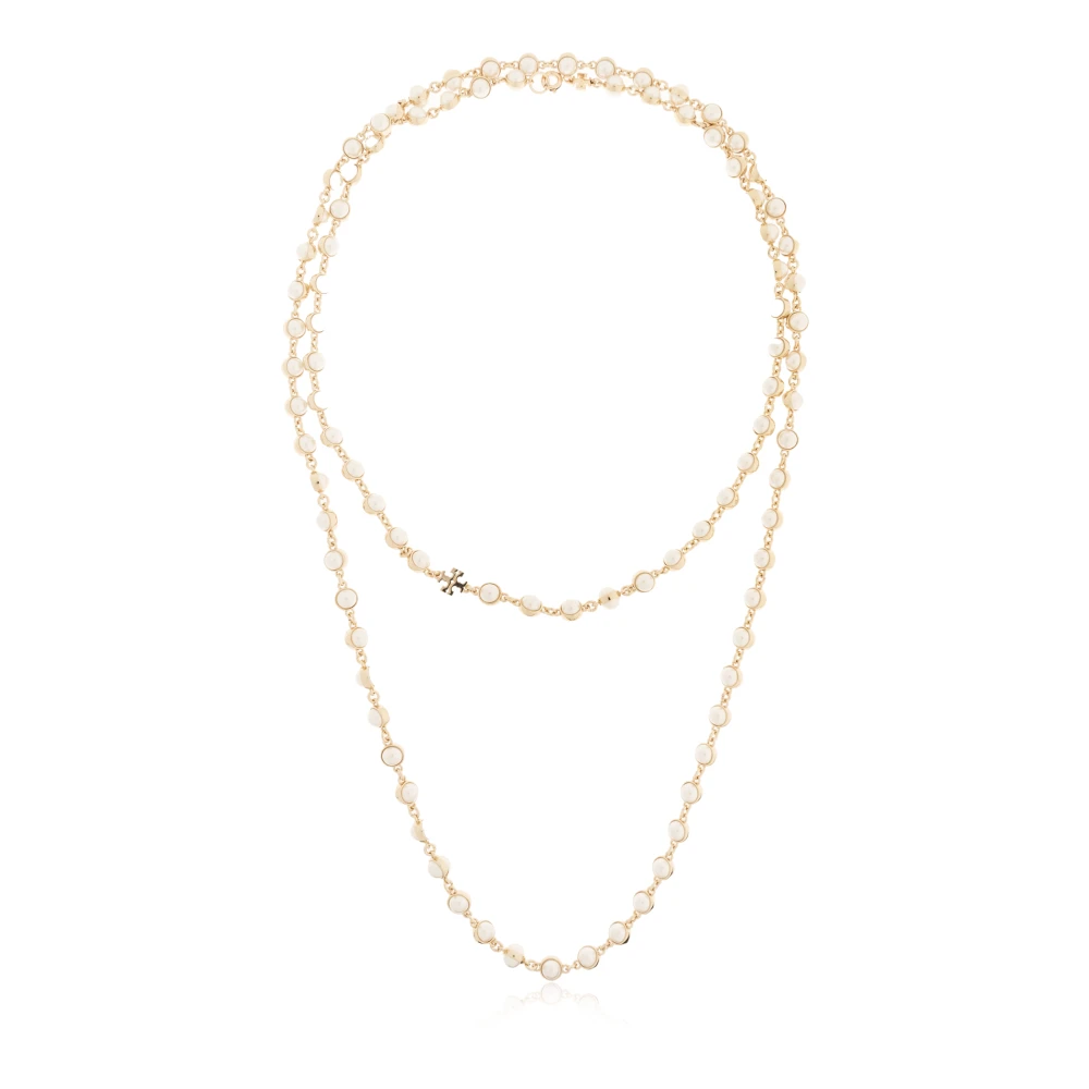 Tory Burch Vrouw Geel Accessoires Dames, One Size, Glass Pearl Necklace