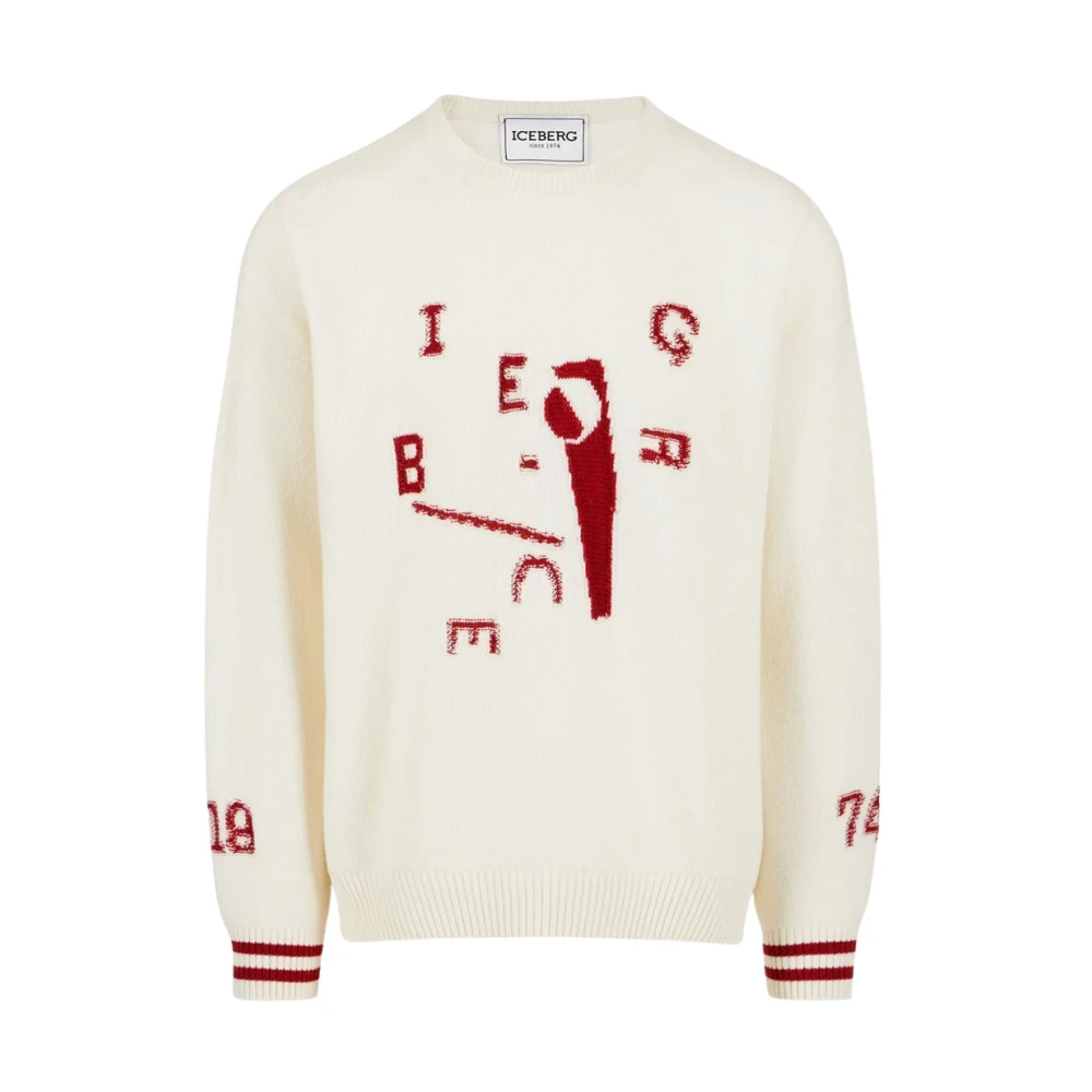 Iceberg Wollen trui met logo Beige Heren