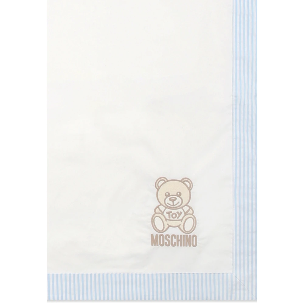 Moschino Teddybeer Wit Katoenen Deken Beige Unisex