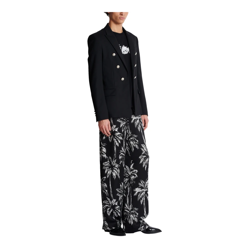 Balmain Wollen 6-knoops jas Black Heren