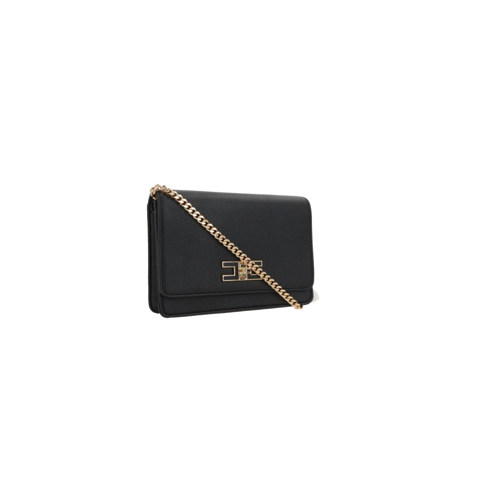 Elisabetta Franchi Zwarte Crossbody Tas van Kunstleer Black Dames