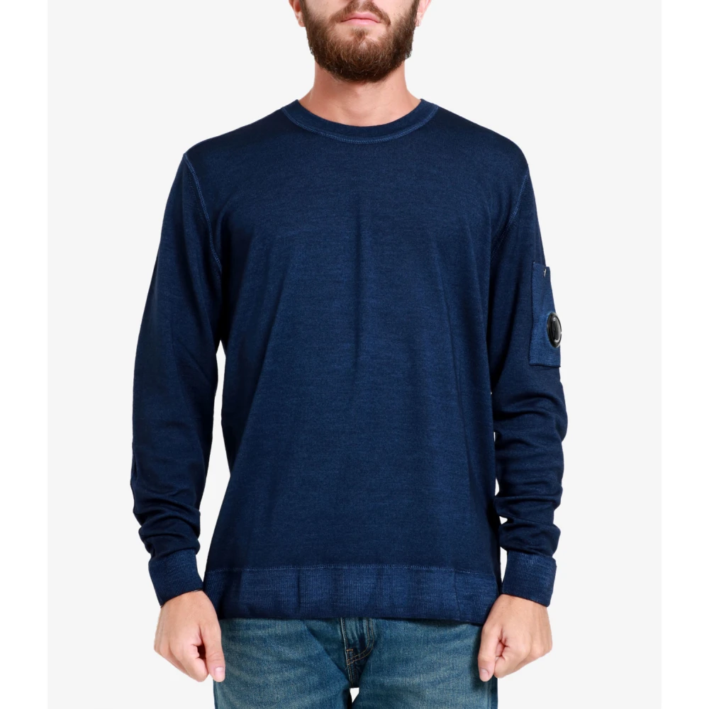 C.P. Company Blauwe Merinowol Ronde Hals Sweater Blue Heren