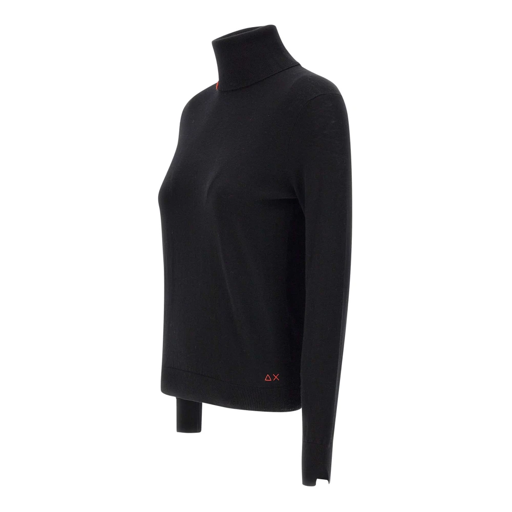 Sun68 Zwart Coltrui Wol Katoen Trui Black Dames