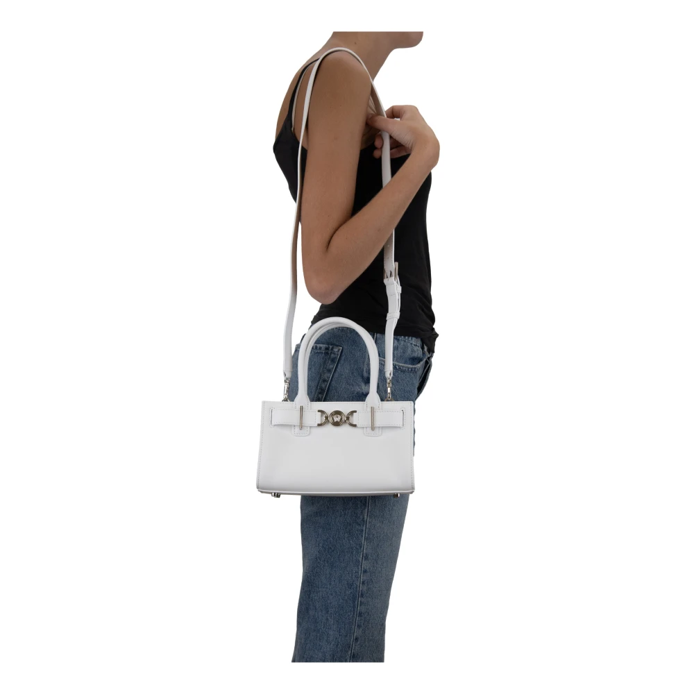 Versace Leren Dames Schoudertas Magnetische Sluiting White Dames