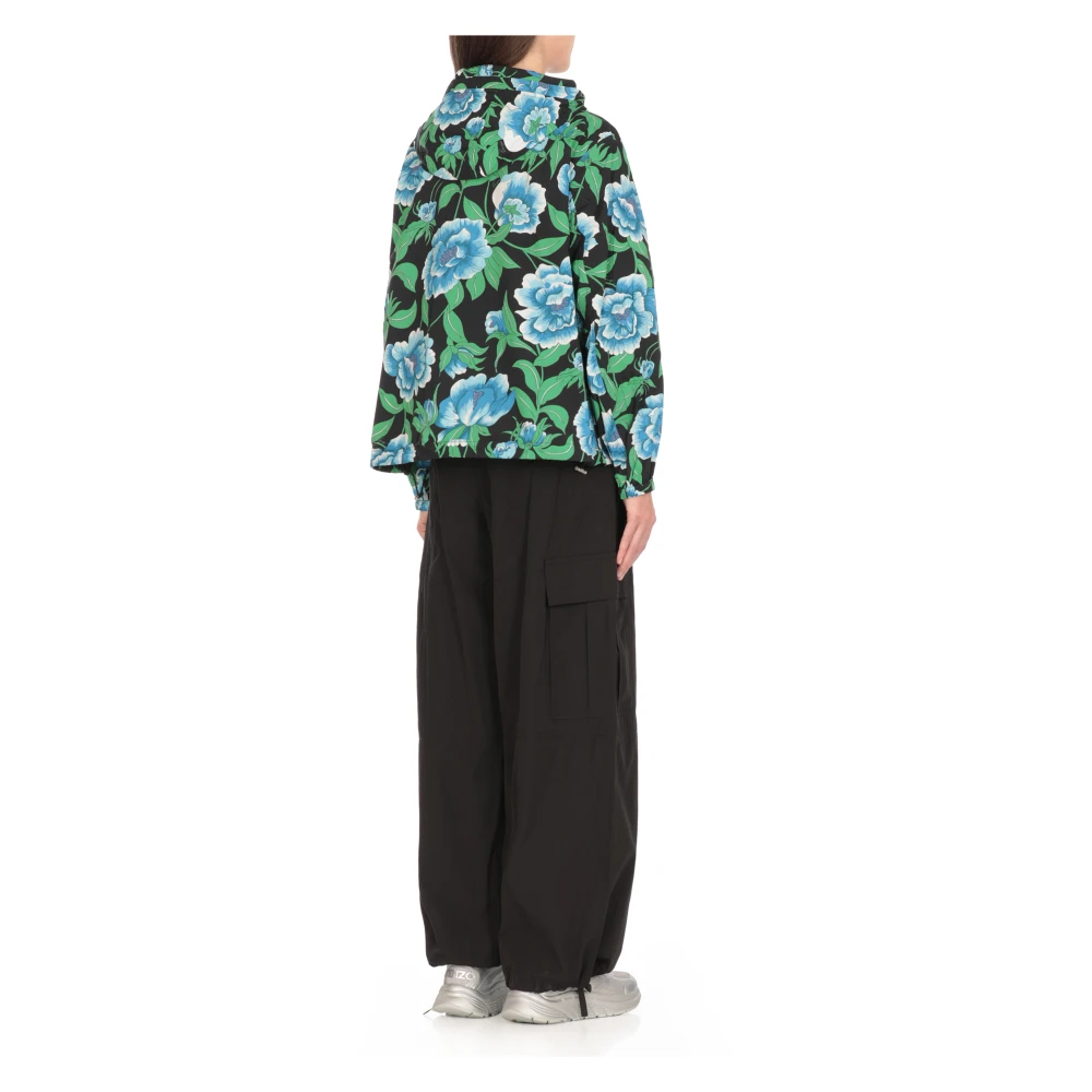Kenzo Zwarte Waterdichte Bloemenjas Multicolor Dames