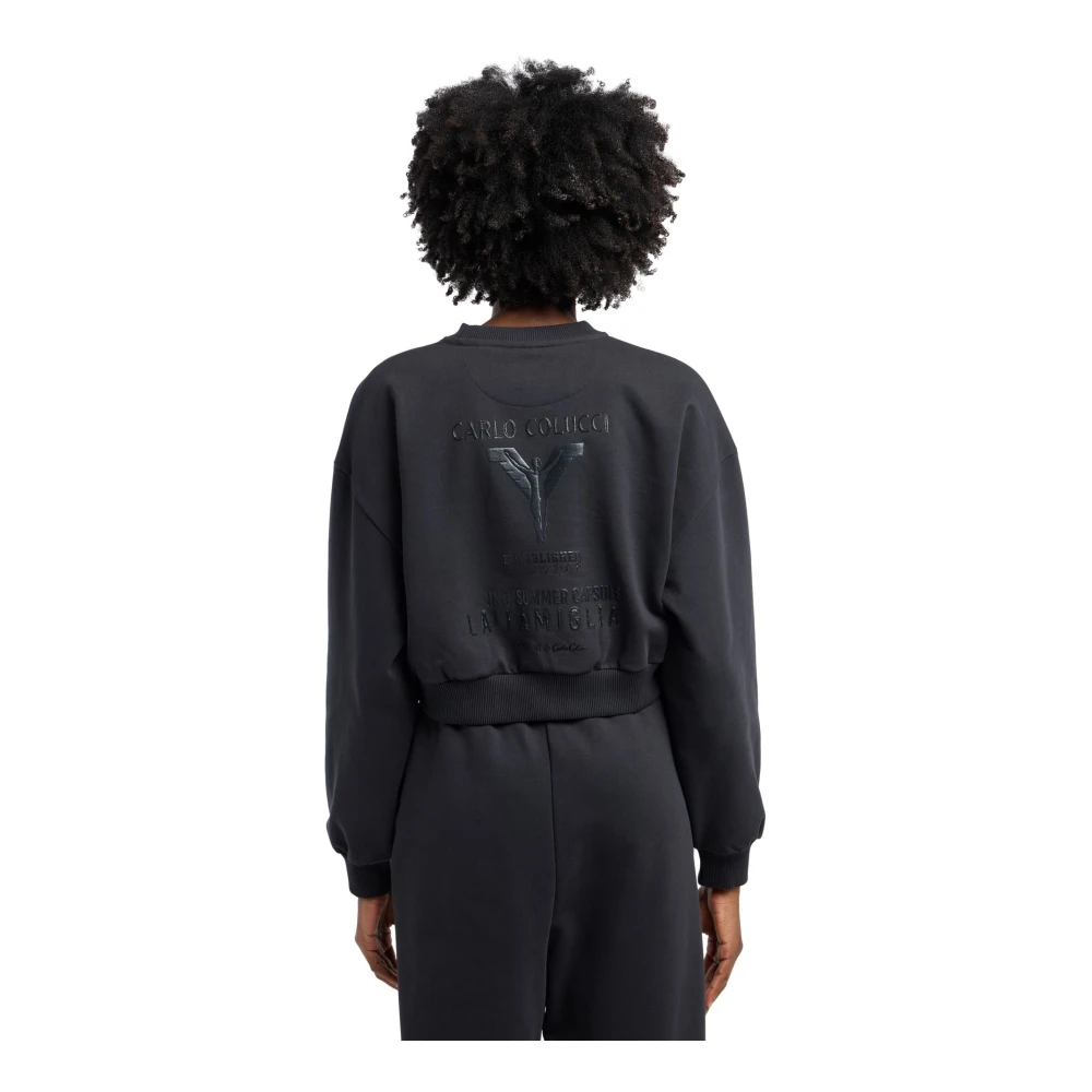 carlo colucci Urban Crop Sweatshirt La Famiglia Black Dames