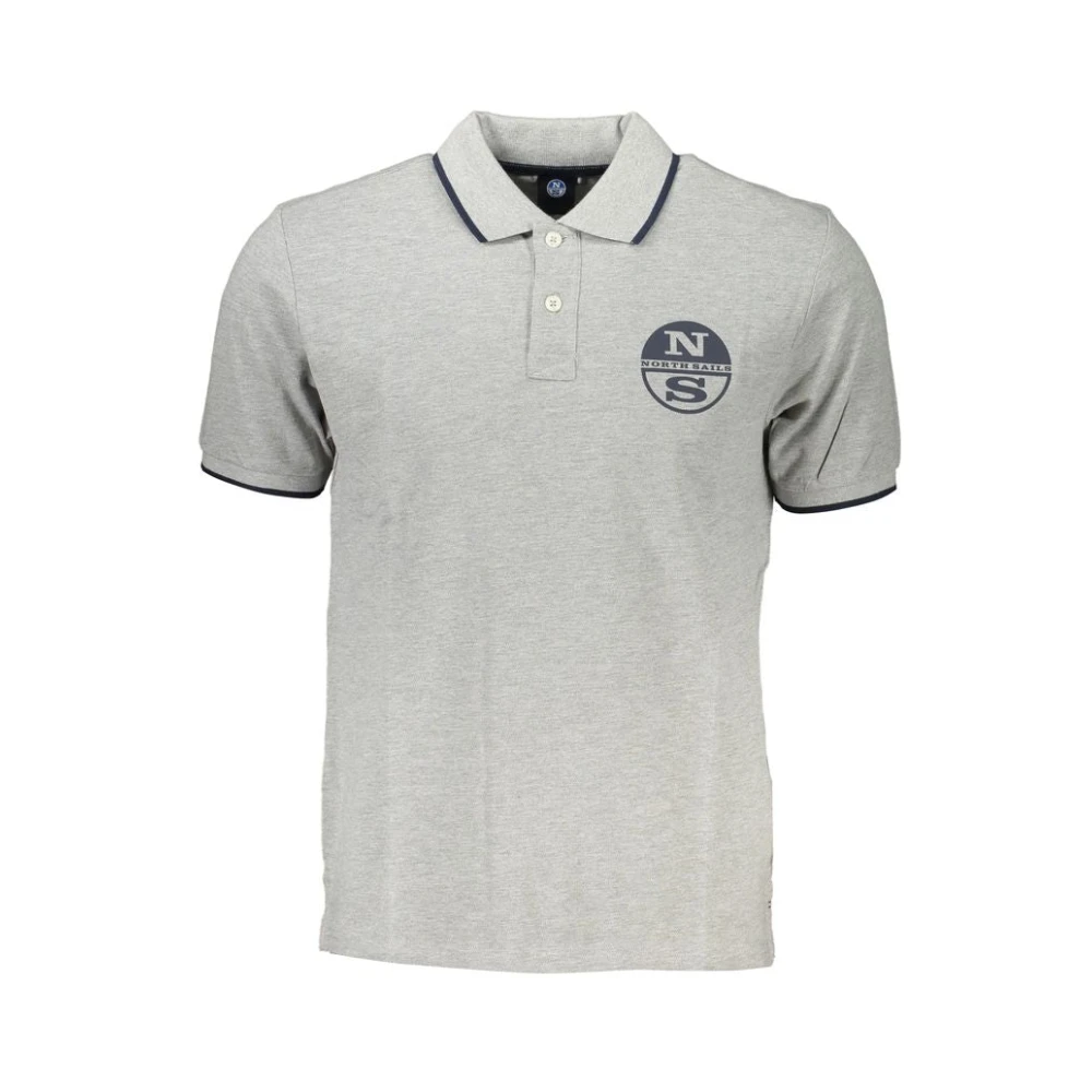 North Sails Herren Grau Es Baumwoll-Poloshirt Mit Kurzen Ärmeln