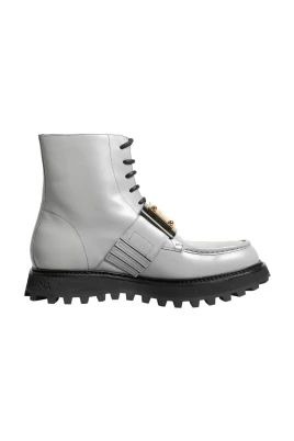 Leather Logo Plaque Ankle Boots