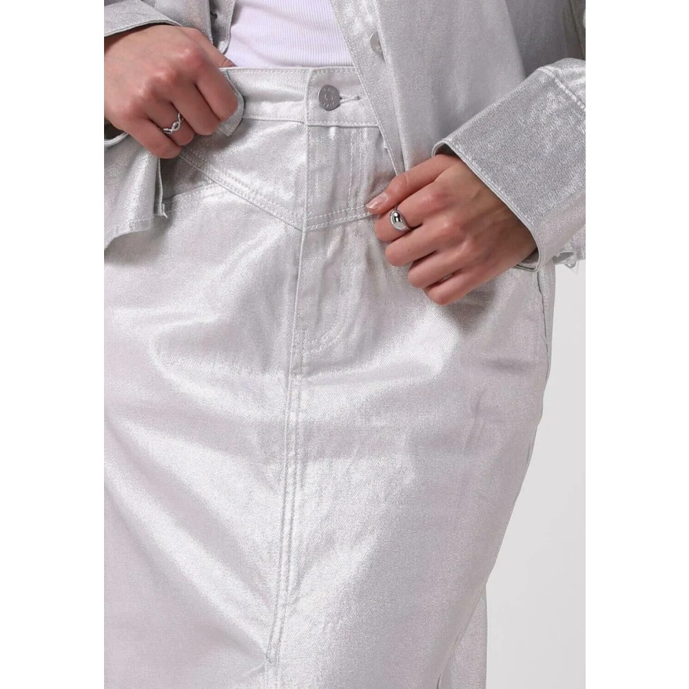 Y.A.S Denim Midi Rok Yassilva Stijl Gray Dames
