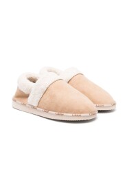 Beiga Sandaler med Fluffy Trim