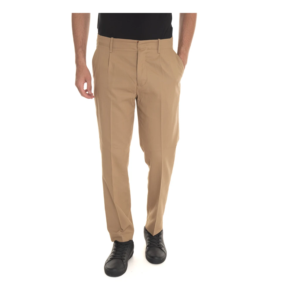 Hindustrie Chino met knoopsluiting en paspelzak Beige Heren