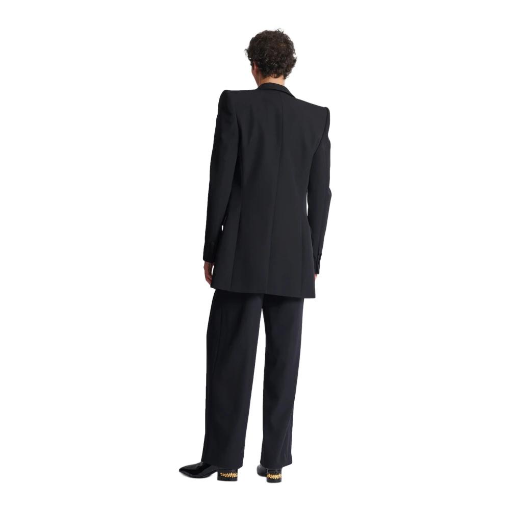 Balmain Grain de poudre jas met 1 knoop en schoudervullingen Black Heren