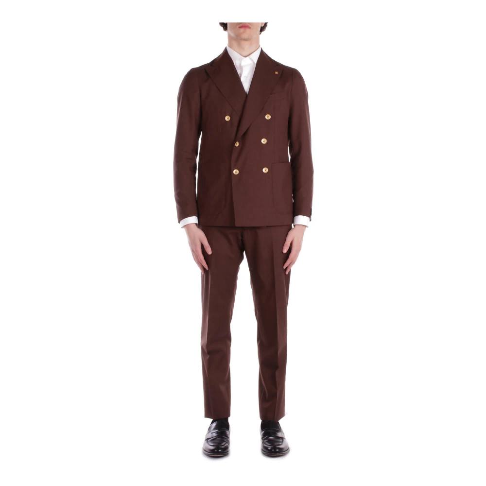 Tagliatore Men's Brown Double Breasted Suits,, Dresses Medium