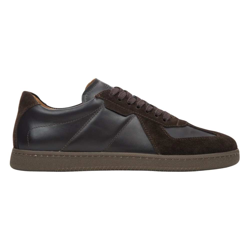 Estro Heren donkerbruine sneakers gemaakt van premium Italiaans echt leer en velours Heren Schoenen