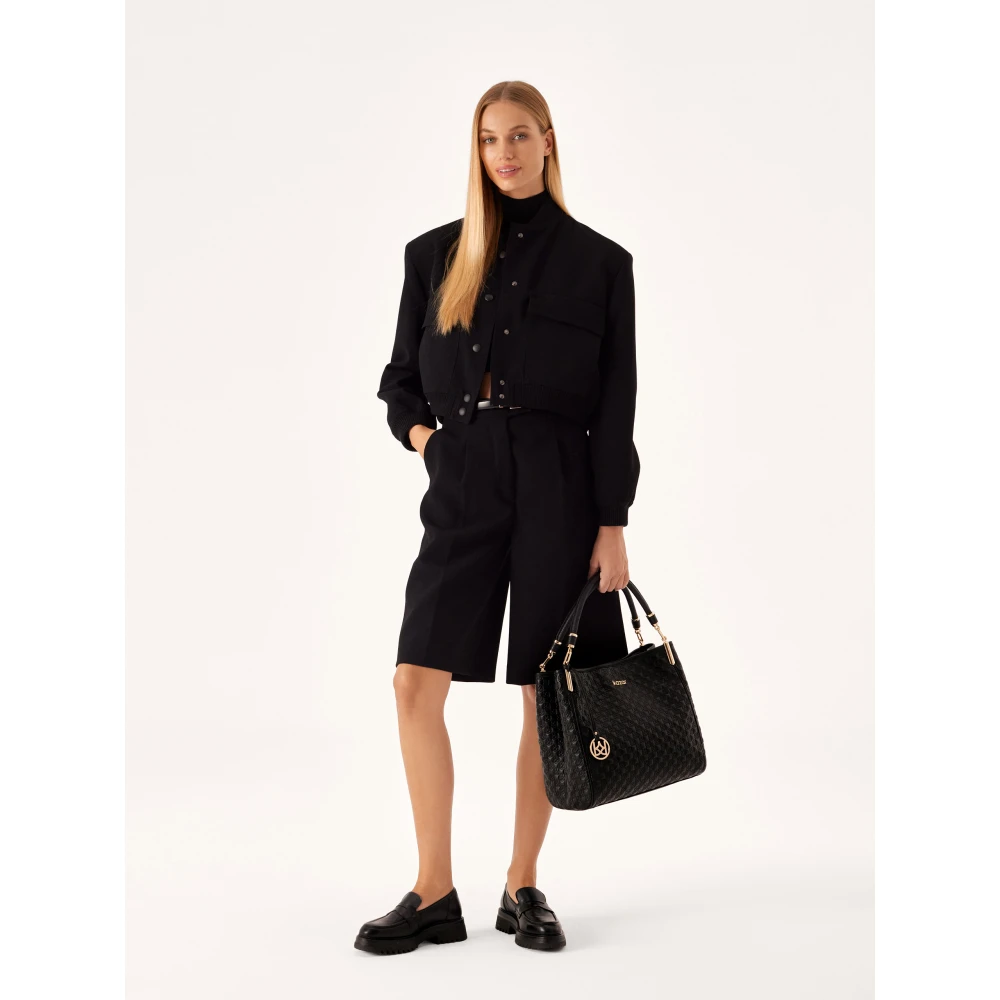 Kazar monogramleren schoudertas Black Dames