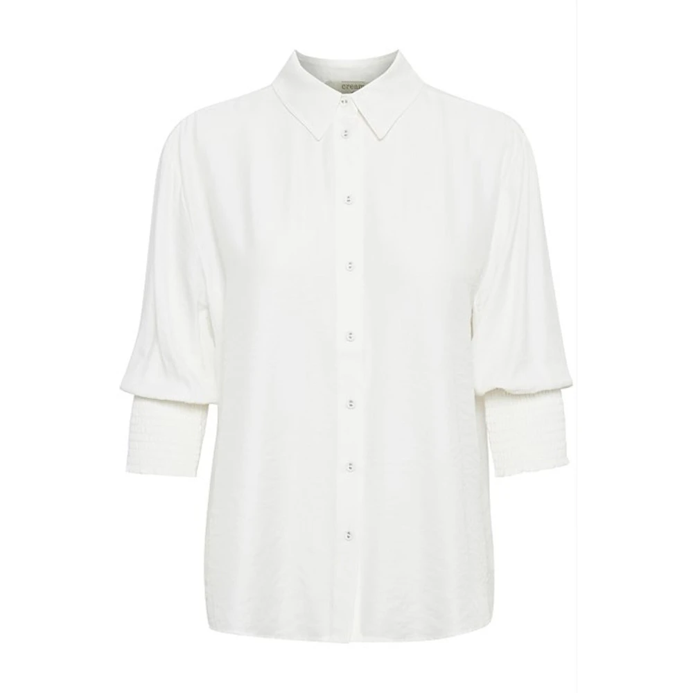 Cream Women's White Feminine Shirt With Smock Cuffs - Shirts - S - Blouses & Shirts