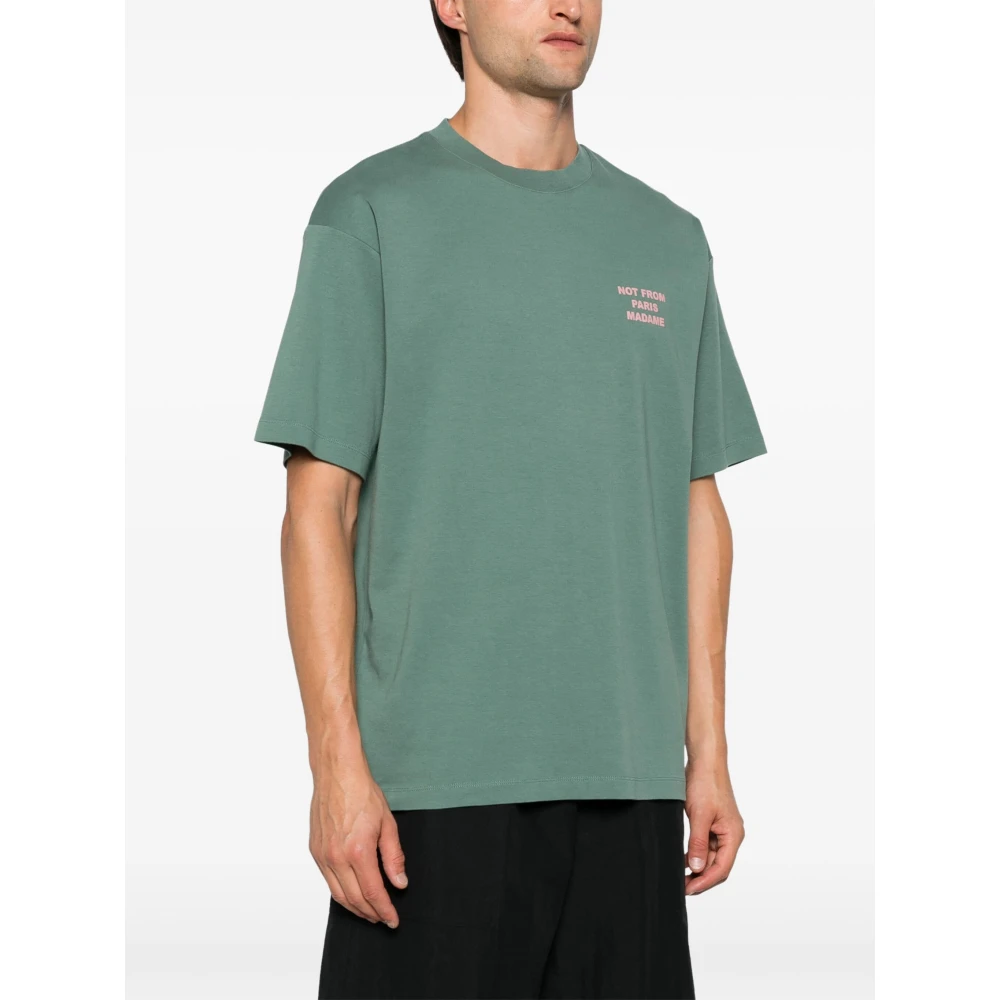 Drole de Monsieur Donkergroene Slogan T-shirt en Polo Green Heren