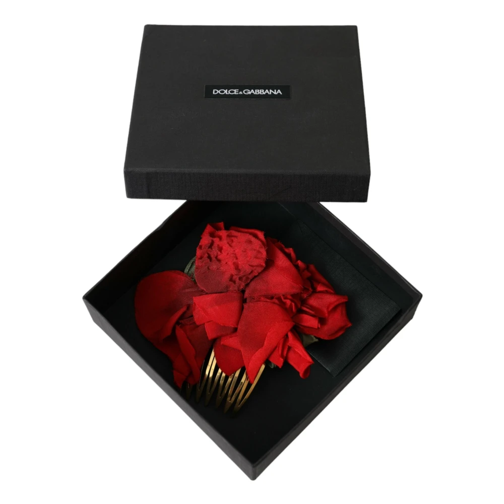 Dolce & Gabbana Rode Zijden Bloemen Haarkam Red Dames
