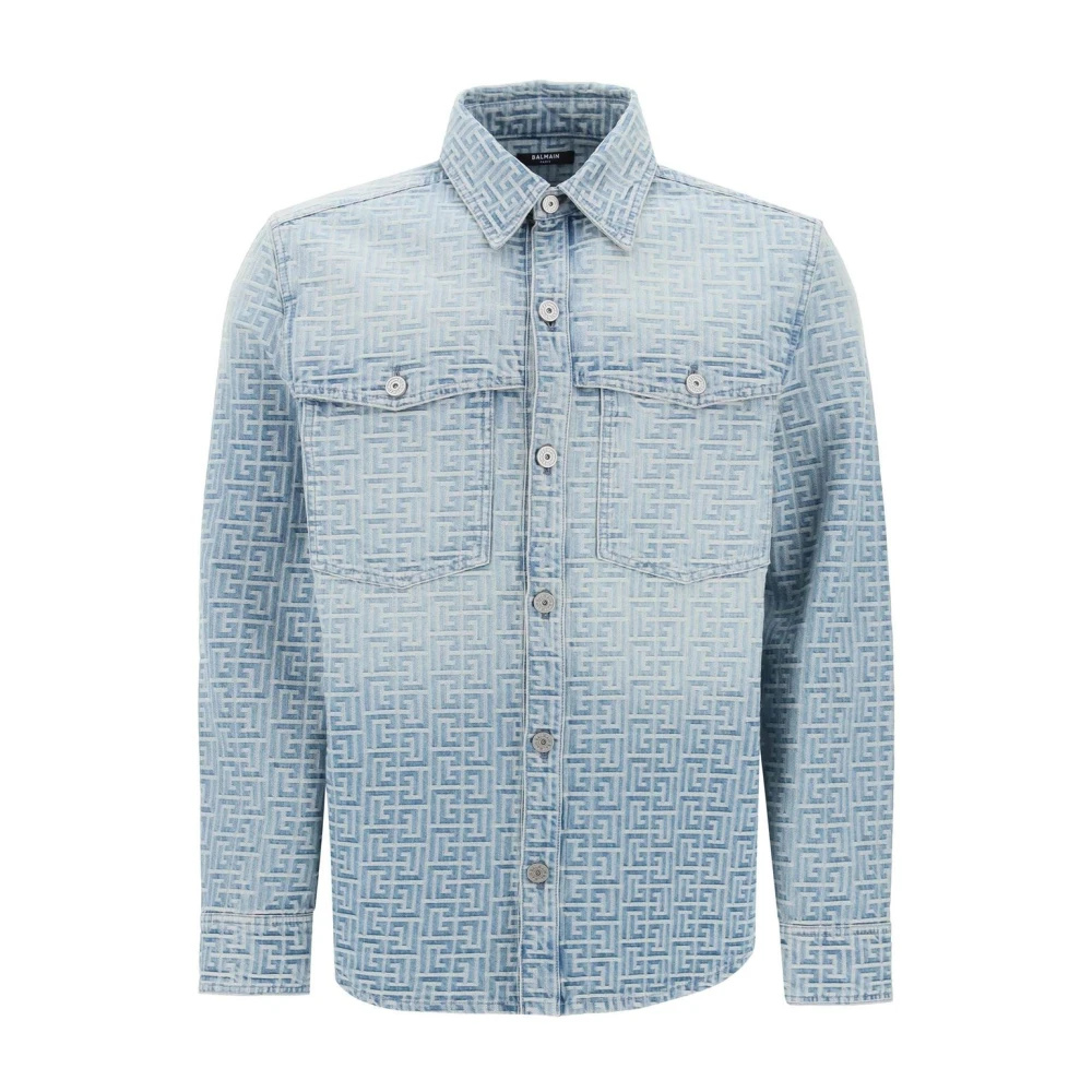 Balmain Casual Katoenen Overhemd voor Mannen Blue Heren