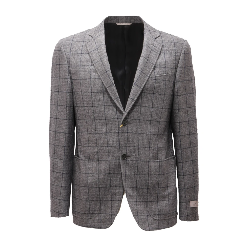 Canali Men's Gray Blazers, M, Grey/Blue Wool/Cashmere Jacket