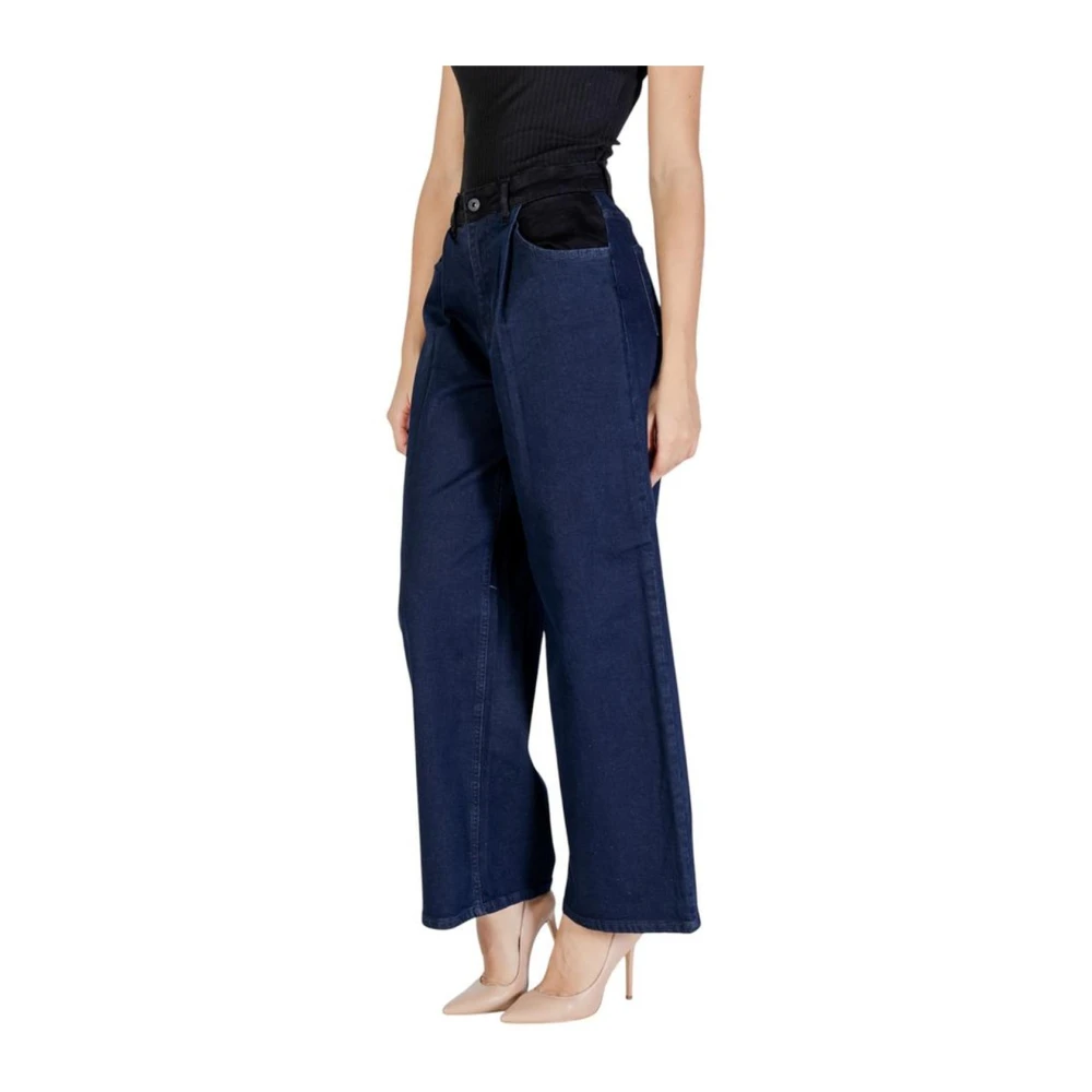 Ichi Blauwe Katoenmix Jeans & Broeken Blue Dames