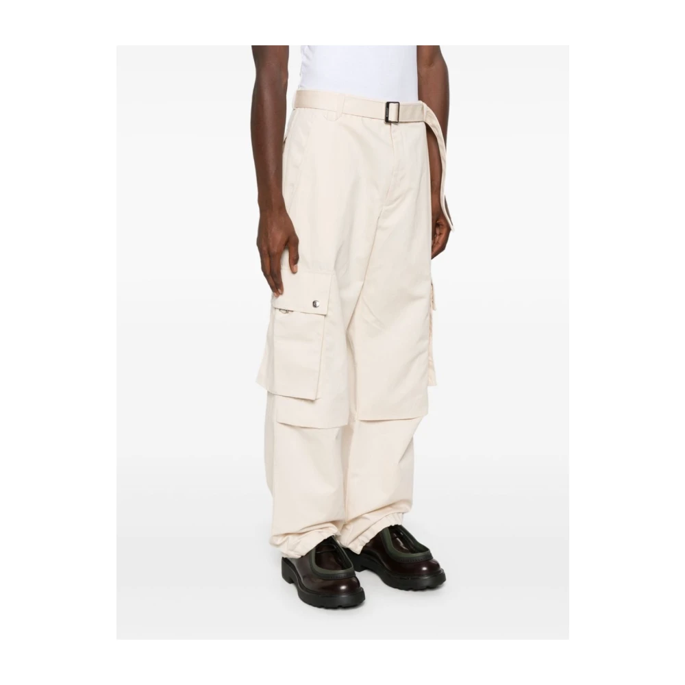 Jacquemus Crème Cargo Broek met Riem Beige Heren