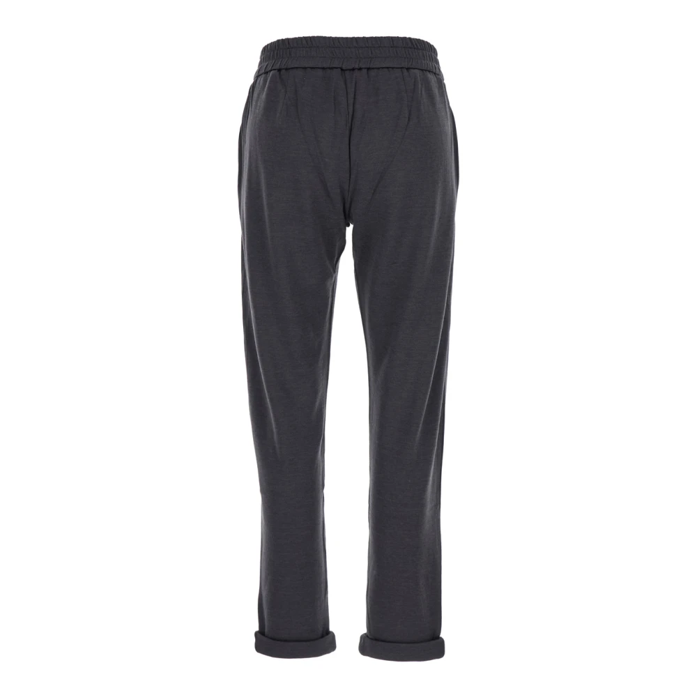 BRUNELLO CUCINELLI Grijze Zijden Katoenen Sweatpants Gray Dames