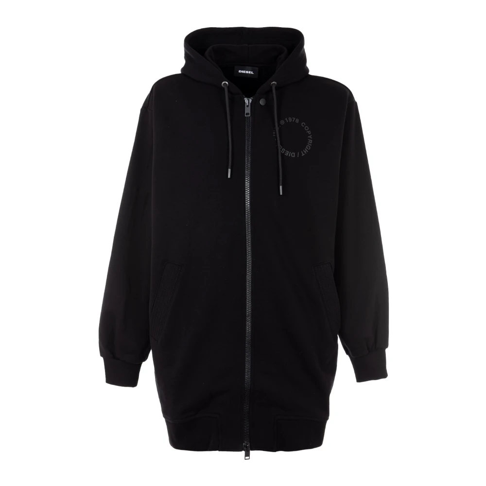 Diesel Lange S-Kappat Hoodie met logo Black Heren