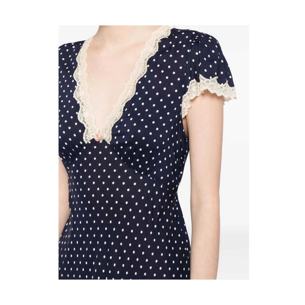 Rixo Blauwe polka dot kanten jurk Blue Dames