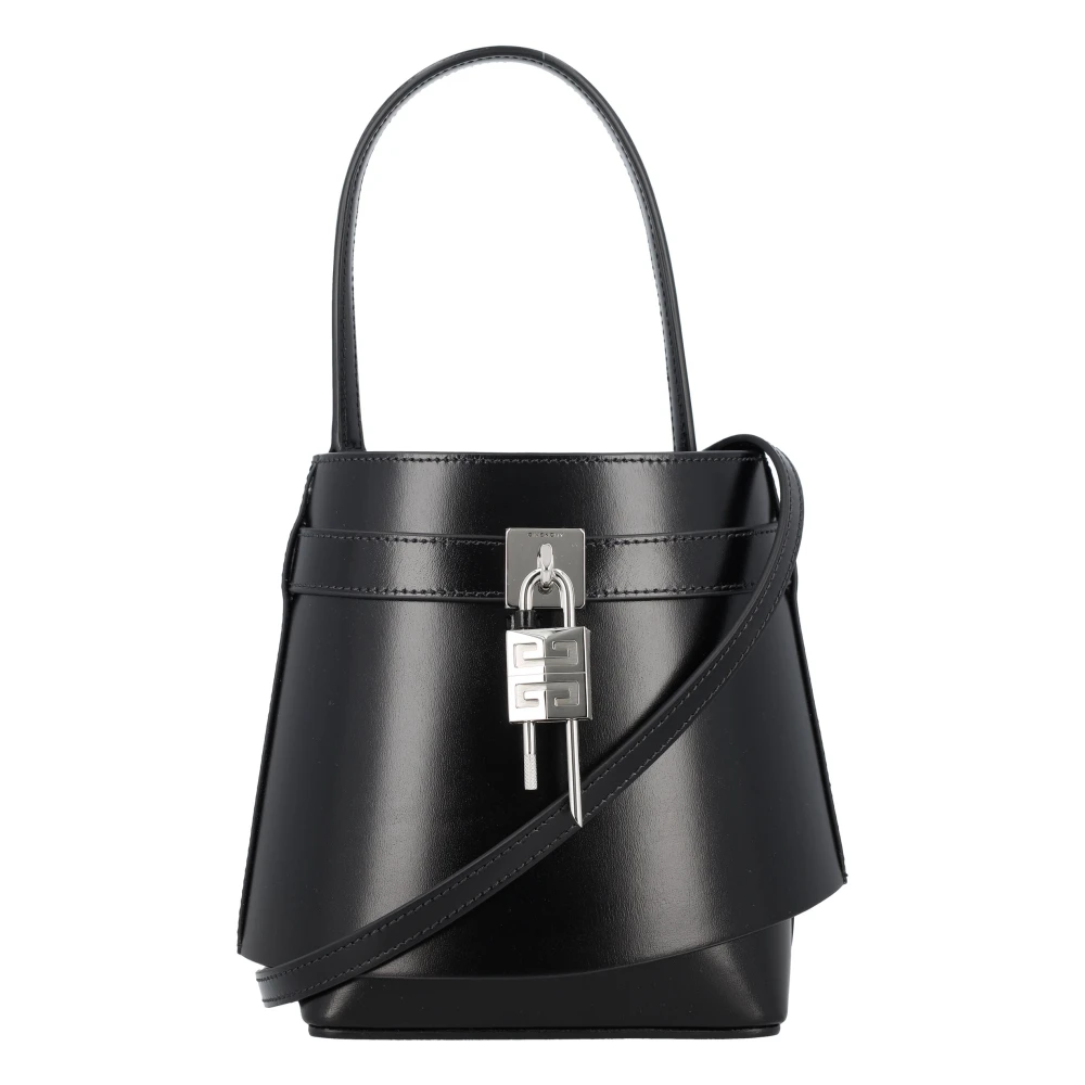 Givenchy Svart Läder Shark Lock Hink Handväska Black, Dam