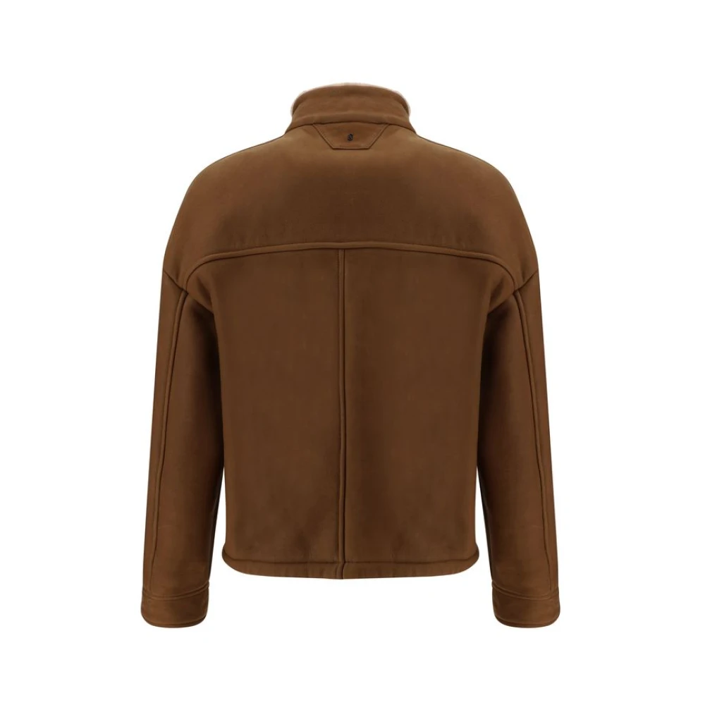 Salvatore Santoro Shearling Leren Jas Brown Heren
