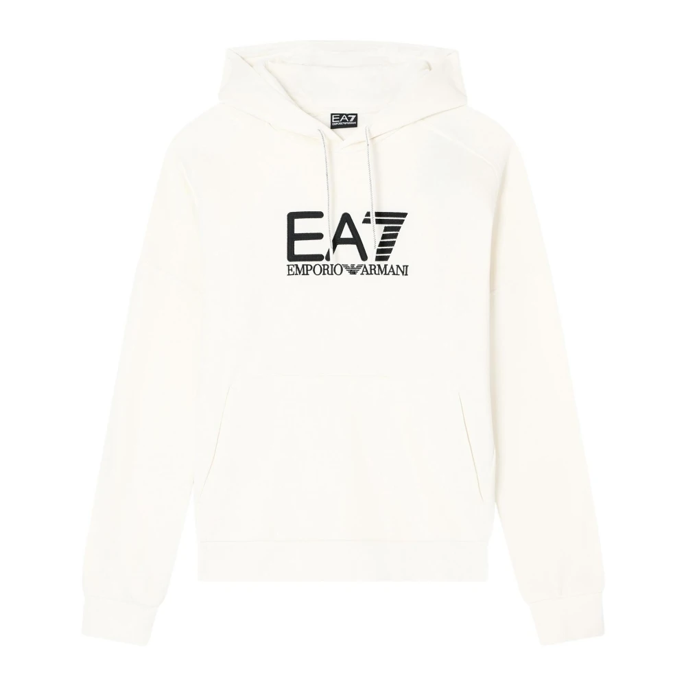 Emporio Armani Ea7 Men's White Sporty Hooded Sweatshirt