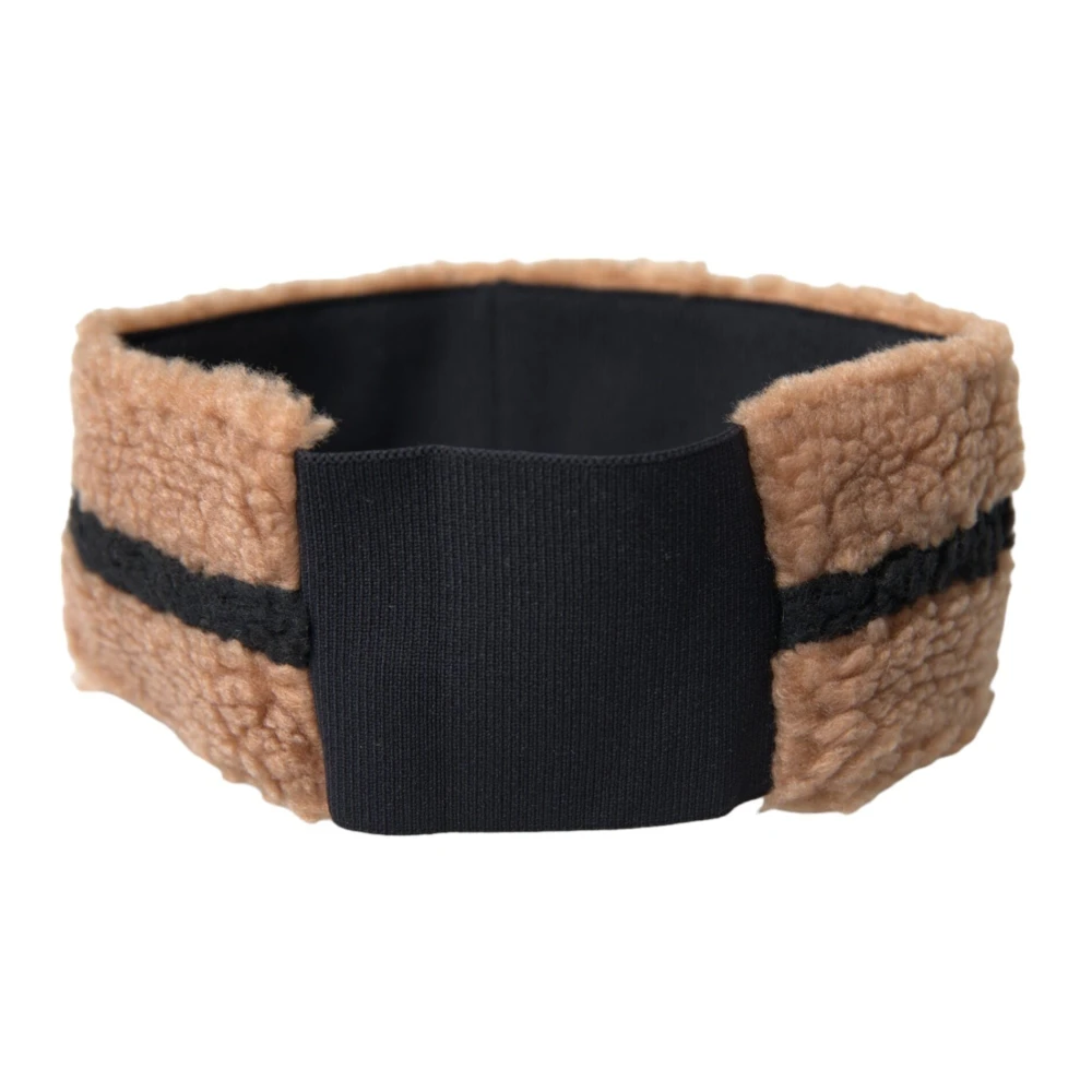 Dolce & Gabbana Wollen Hoofdband Bruin Zwart Logo Black Heren