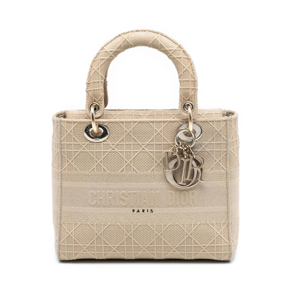 Dior Vintage Women's Brown Pre-Owned Embroidered Cotton Handbag