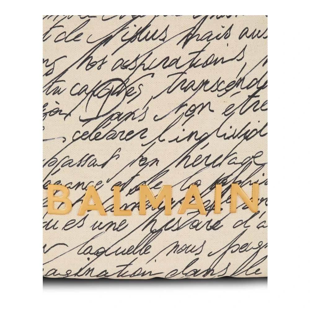 Balmain Grote 1945 Zachte Hobo tote tas in bedrukt canvas Beige Dames