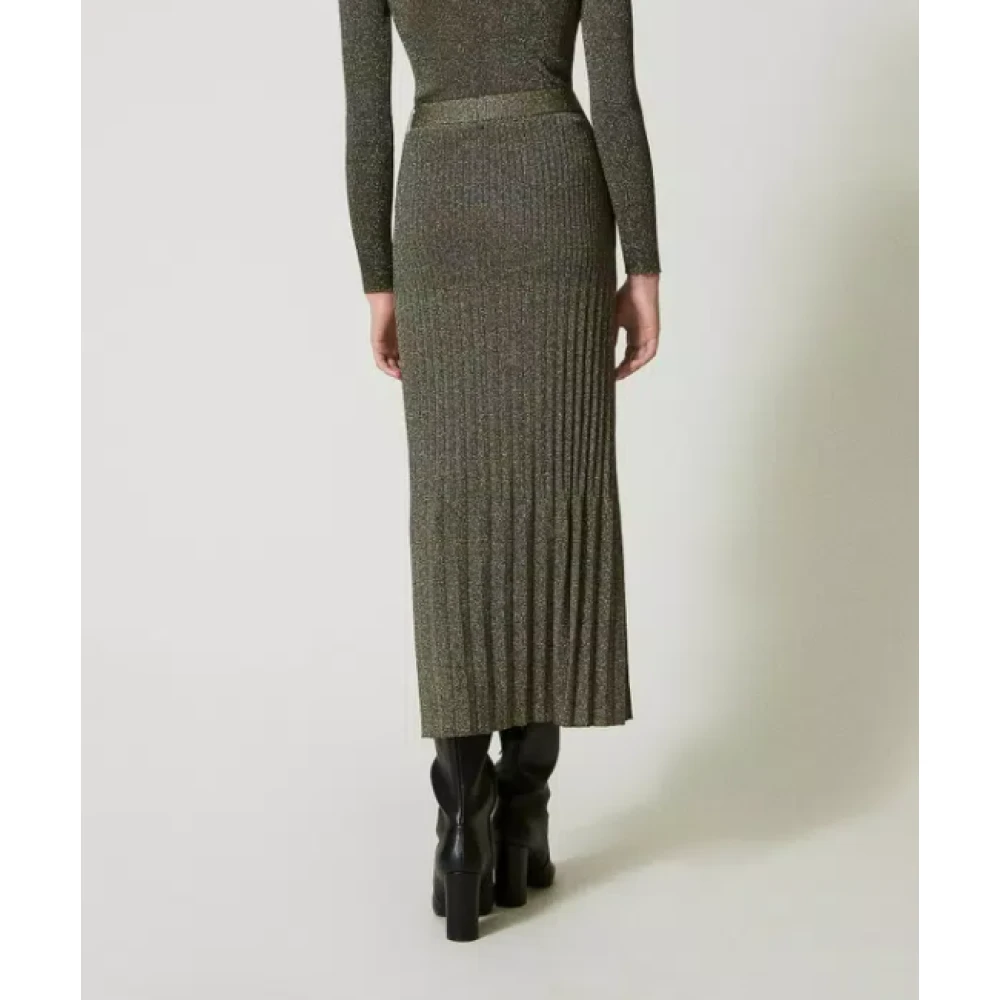 Twinset Beige Midi Rok met Geribbeld Vakmanschap Beige Dames