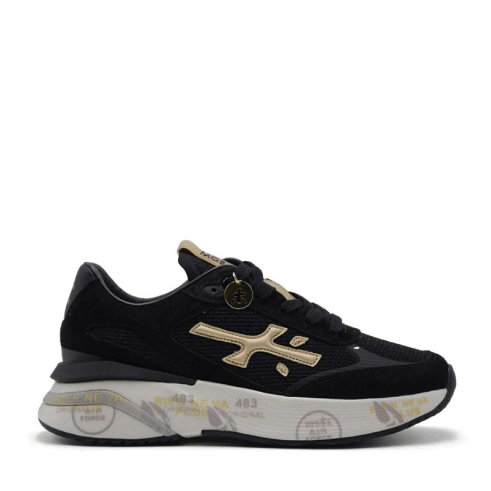 Premiata Women's Black Sneakers, 4 Uk, Suede Trainers