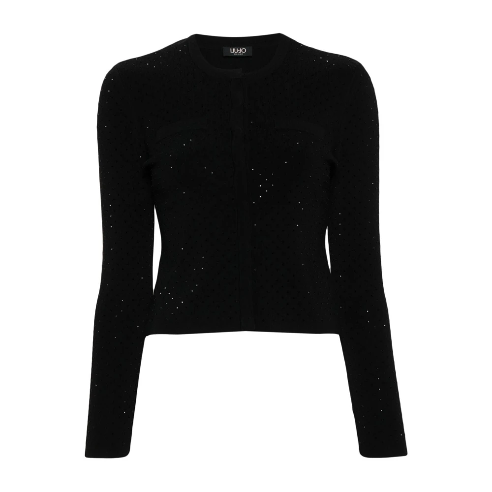 Liu Jo Zwarte Sweaters met Strass Detail Black Dames