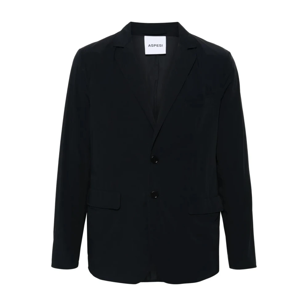 Aspesi Nylon Single Breasted Blazer Blue, Herr