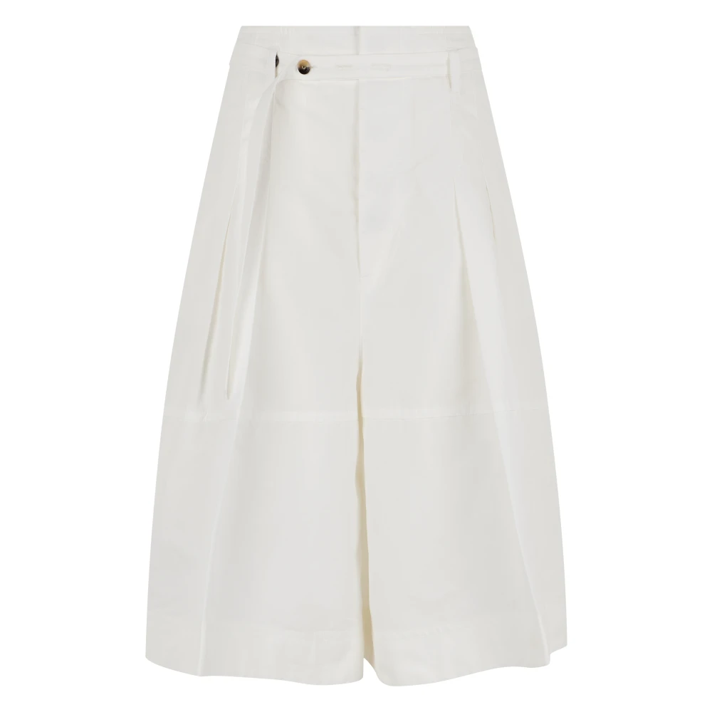 Bottega Veneta Women's White Bermudas, Xs, Compact Cotton Toile Culotte
