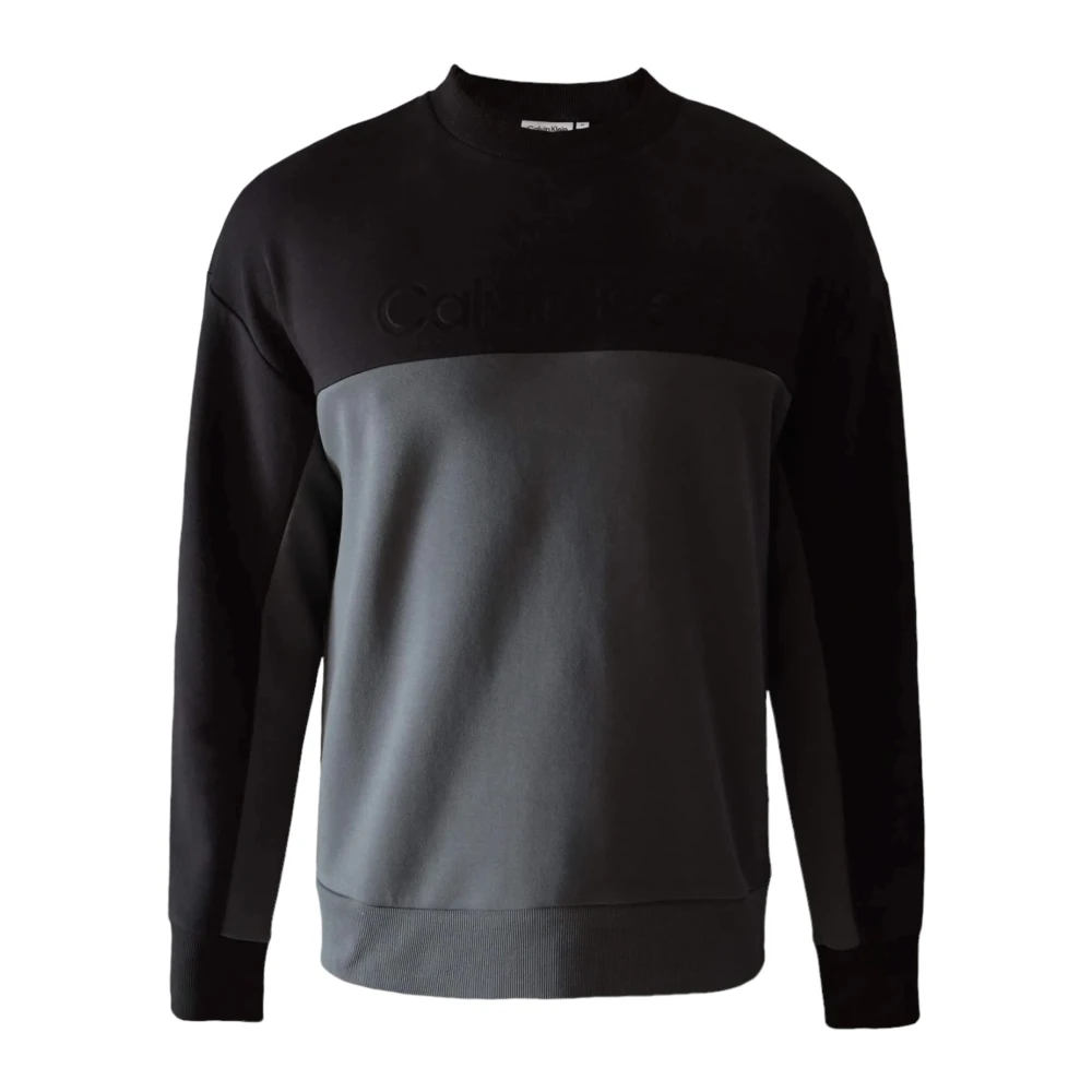 Calvin Klein Gestructureerde Debossed Sweater Zwart Black Heren