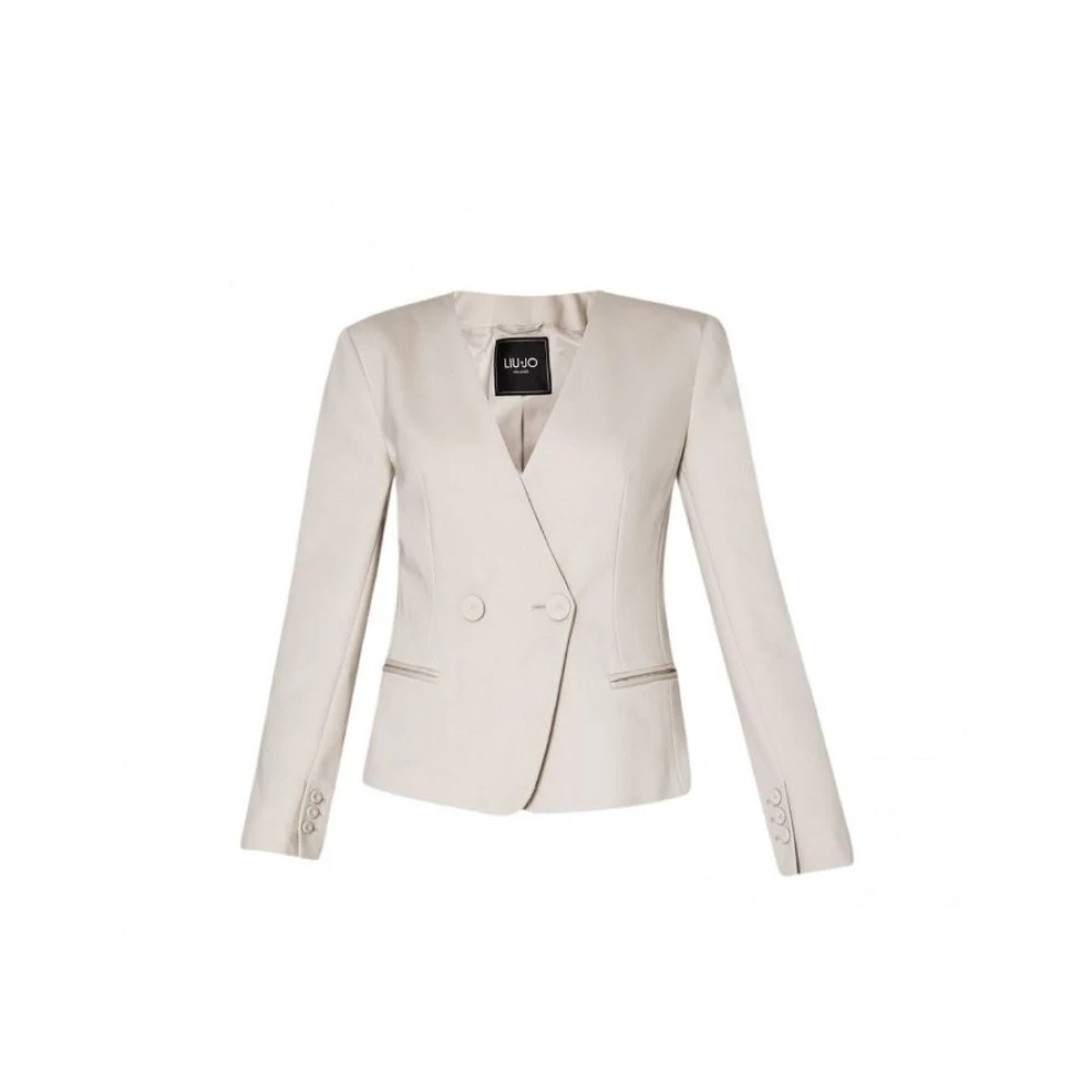 Liu Jo Grijze cropped blazer in Milanese steek Gray Dames