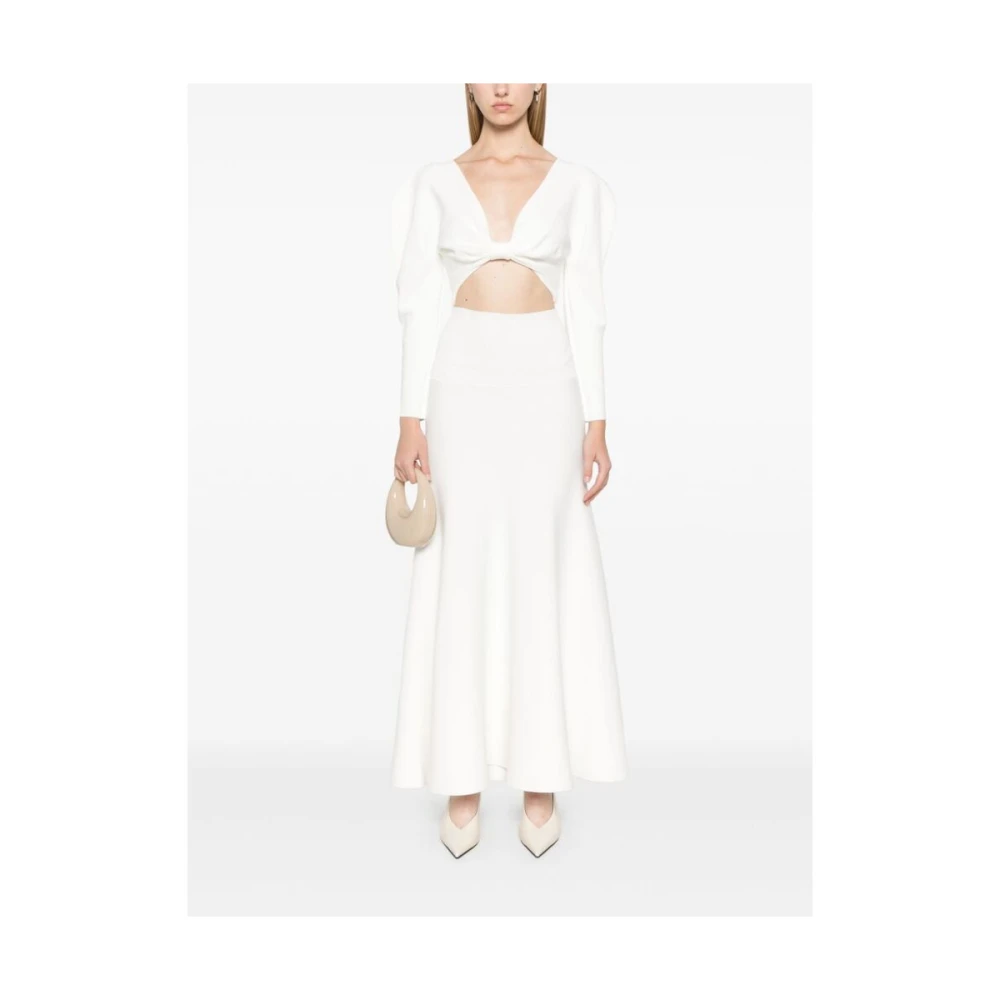 Cult Gaia Witte Gebreide Diepe V-Hals Trui White Dames