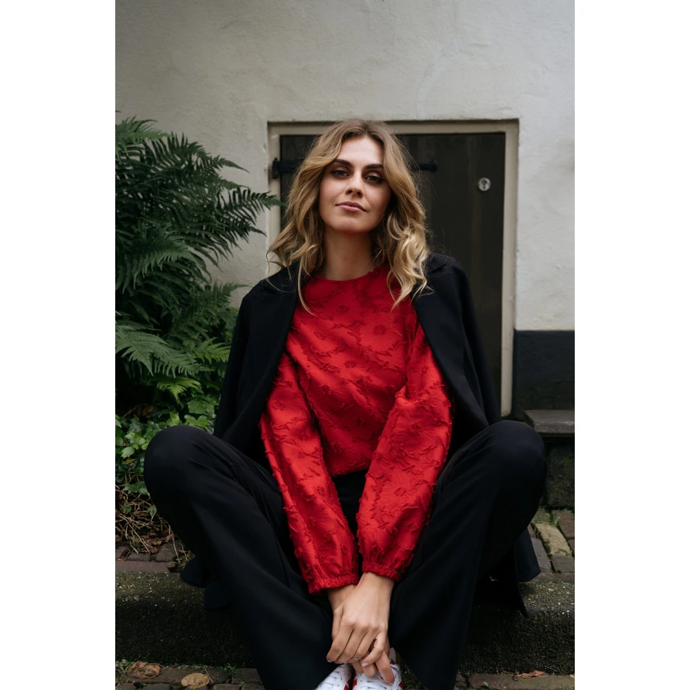 &Co Woman Bloes met lange mouwen en ruches Red Dames