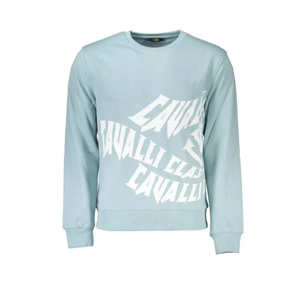 Cavalli Class Men's Blue Sweatshirts,, Elegant Comfort Sweatshirt With Round Neck Extra Large