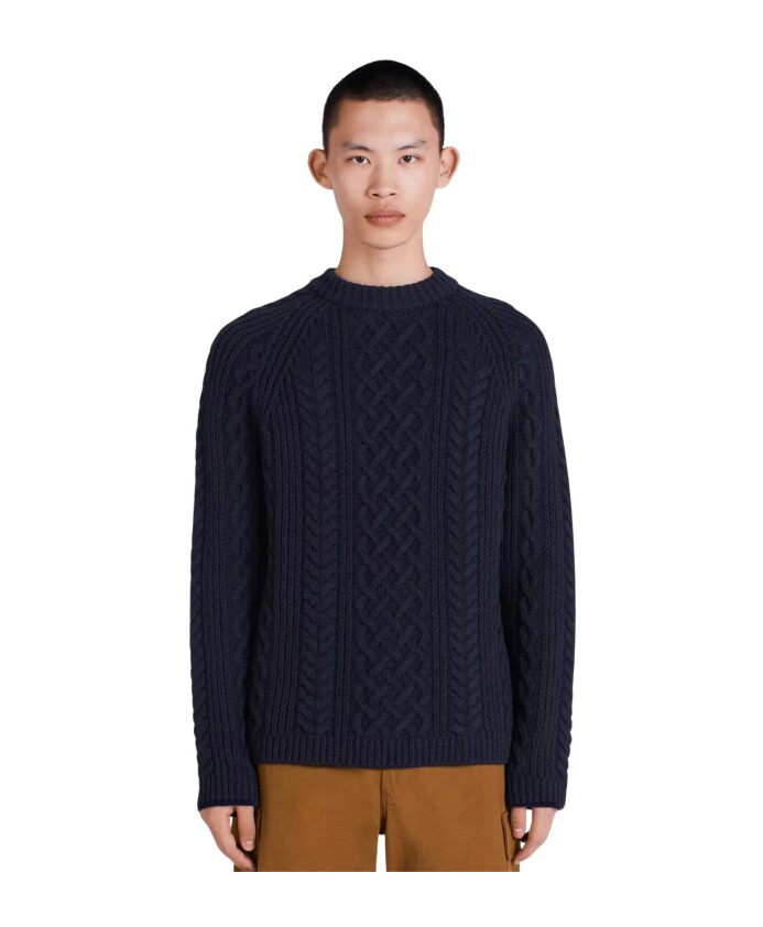 pull-bleu-tresse-col-rond