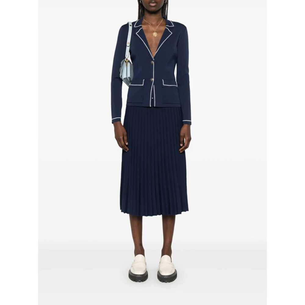 Ermanno Scervino Navy Blauw Gebreid Blazer Jasje Blue Dames